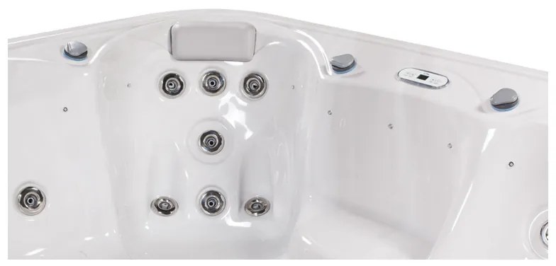 Minipiscina alb lucios cu LED si sistem audio, 6 persoane, 215x215 cm, Wellis, Venus