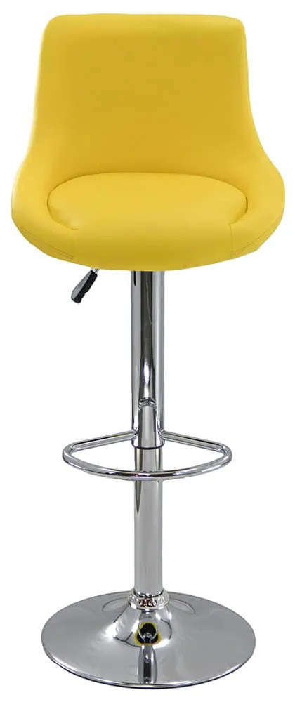 Scaun de bar galben tapitat piele sintetică cu suport cromat si reglabil pe inaltime ABS 225