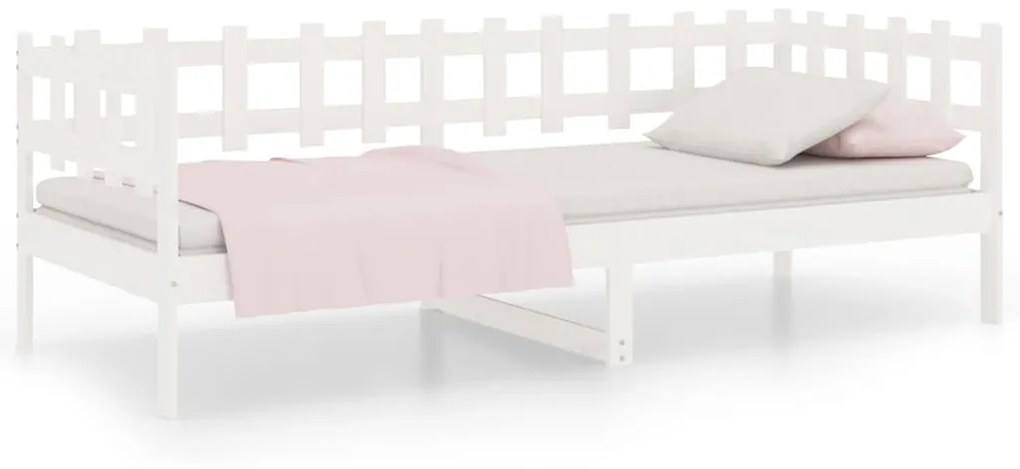 820752 vidaXL Pat de zi, alb, 80x200 cm, lemn masiv de pin