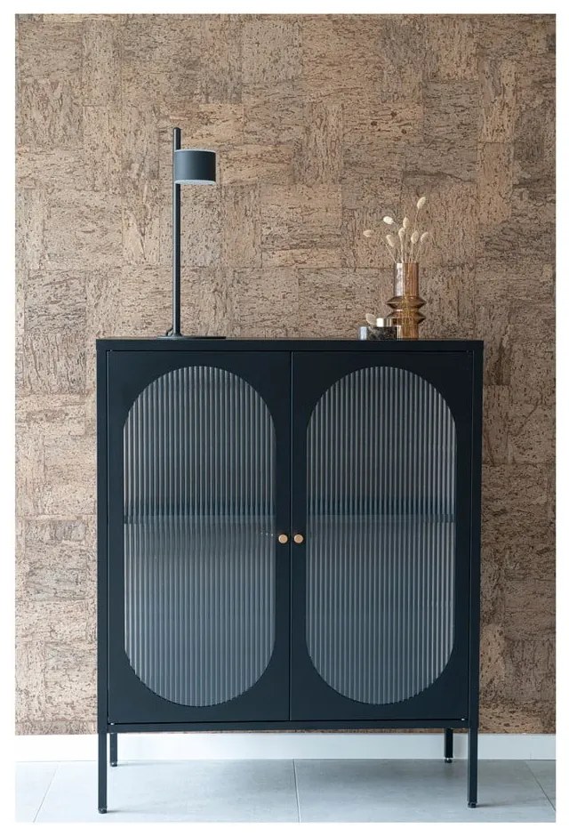 Vitrină neagră din metal 90x110 cm Adelaide – House Nordic