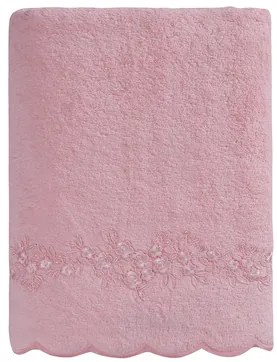 Prosop de corp SILVIA cu dantela 85x150 cm Roz / Pink