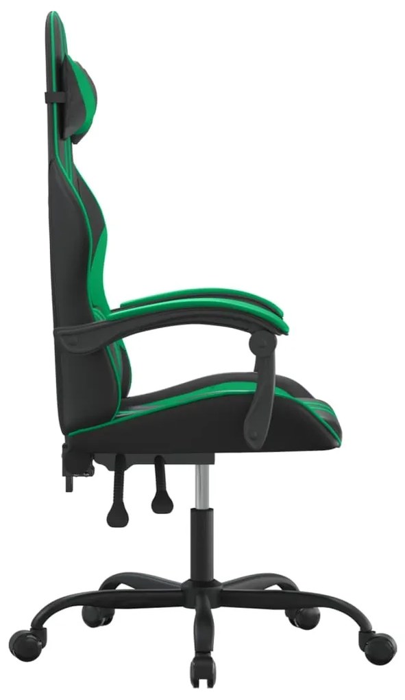 Scaun de gaming pivotant, negru si verde, piele ecologica