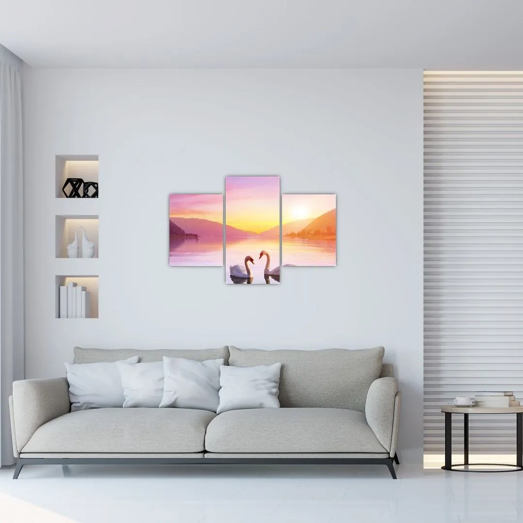 Tablou - Lebăde îndrăgostite (90x60 cm)