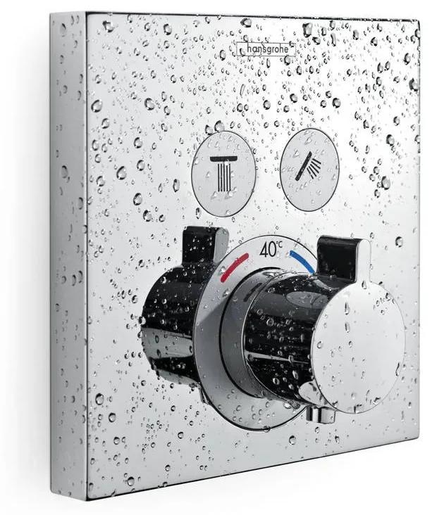 Baterie dus termostatata Hansgrohe Shower Select cu montaj incastrat si 2 iesiri, alb mat - 15763700