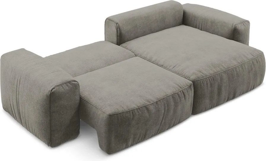 Colțar gri extensibil cu tapițerie din chenille (cu colț pe partea dreaptă/cu șezlong) Kuki – Makamii