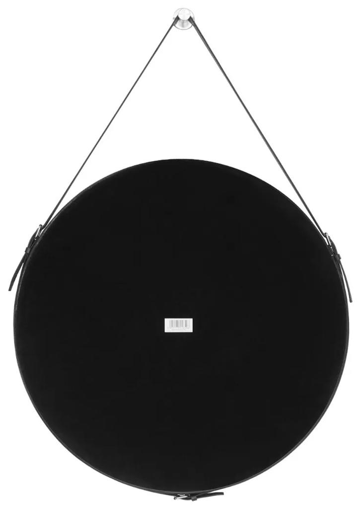 Oglinda rotunda neagra cu maner din piele ESHA Průměr zrcadla: 50 cm