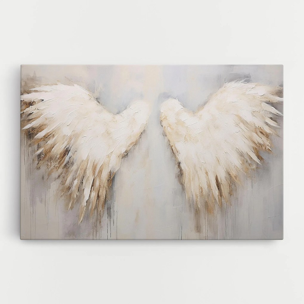 Tablou Canvas, 40x60cm, Dormitor si Living, Moderne, Textura de pictura, Cream White Wings