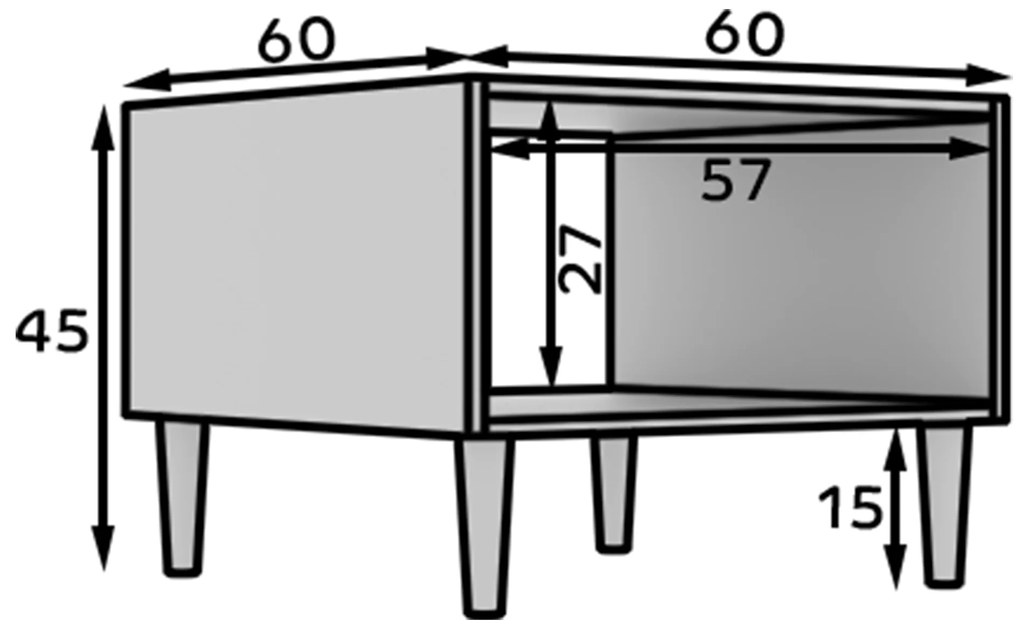 Masuta de cafea DULLUM 60x60cm, alb