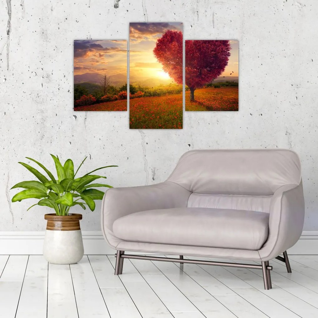 Tablou cu copaci în forma de inimă (90x60 cm)