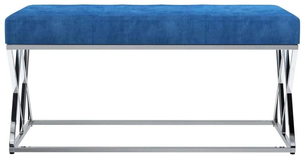 Banca, albastru, 97 cm, tesatura din catifea si otel inoxidabil Albastru