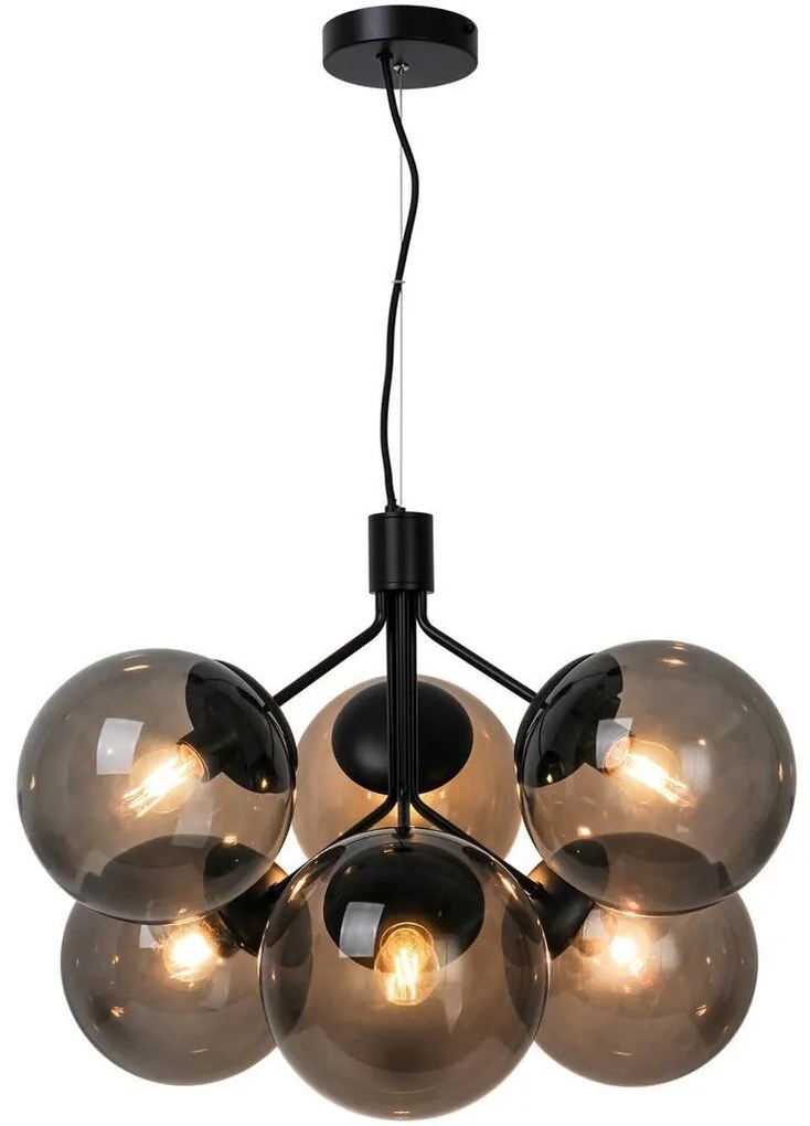Lustra stil modern, extravagant Ivona negru/ sticla fumurie