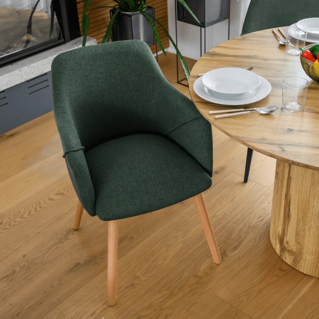 Fotoliu design, verde / fag, PETRUS