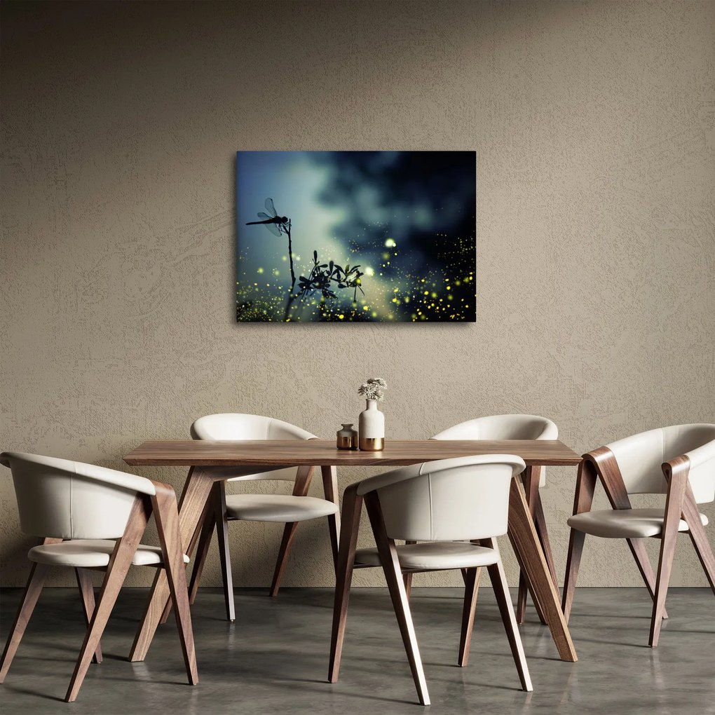 Tablou - Libelula în noaptea strălucitoare (70x50 cm)