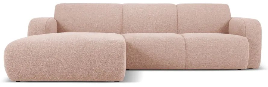 Colțar roz cu tapițerie din stofă bouclé (colț stânga) Molino – Micadoni Home