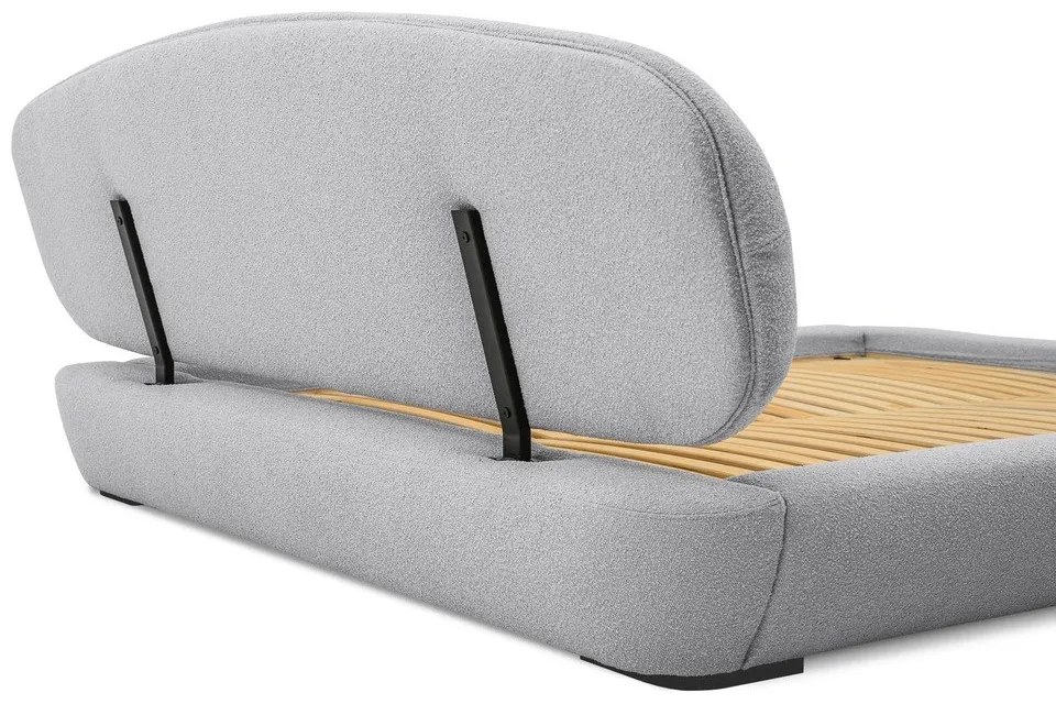 Pat matrimonial gri tapițat cu somieră 140x200 cm Odette – Scandic