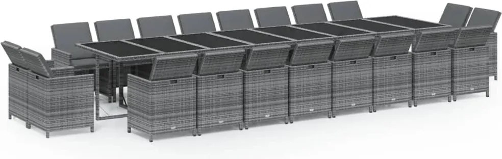 vidaXL Set mobilier de grădină cu perne, 21 piese, gri, poliratan