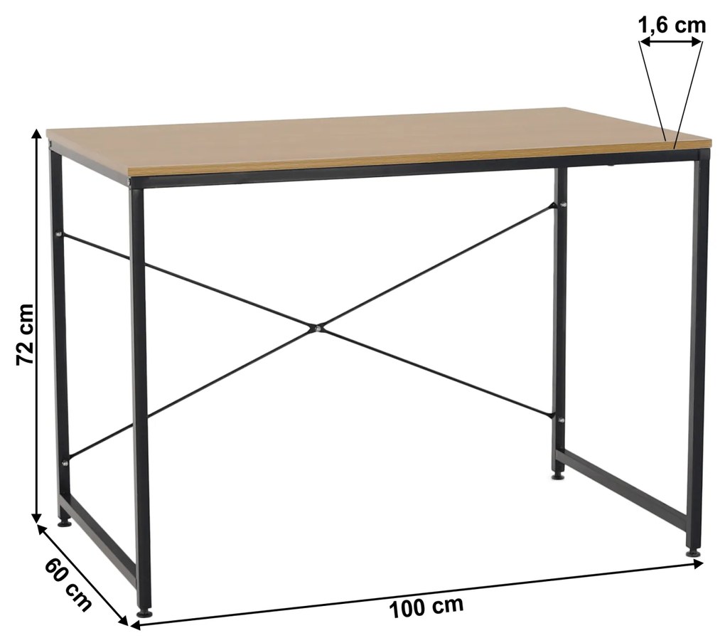 Birou, stejar   negru, 100x60 cm, MELLORA