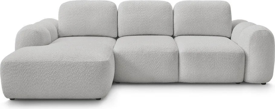 Colțar gri deschis extensibil/cu spațiu de depozitare cu tapițerie din țesătură bouclé (cu colț pe partea stângă/cu șezlong) Montaigne – Bobochic Paris