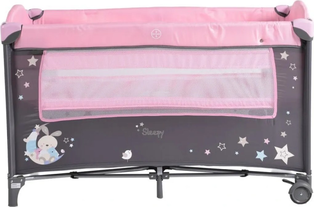 Patut pliant transformabil in tarc copii NOVOKIDS™ Sleepy NEST, 60X120 cm, 2 Niveluri, Masa infasat, Jucarie Carusel cu jucarii din plus, Fermoar