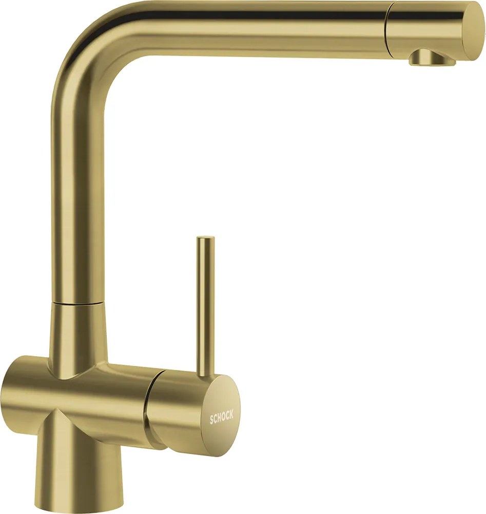 Baterie bucatarie Schock Laios White Gold, cartus ceramic