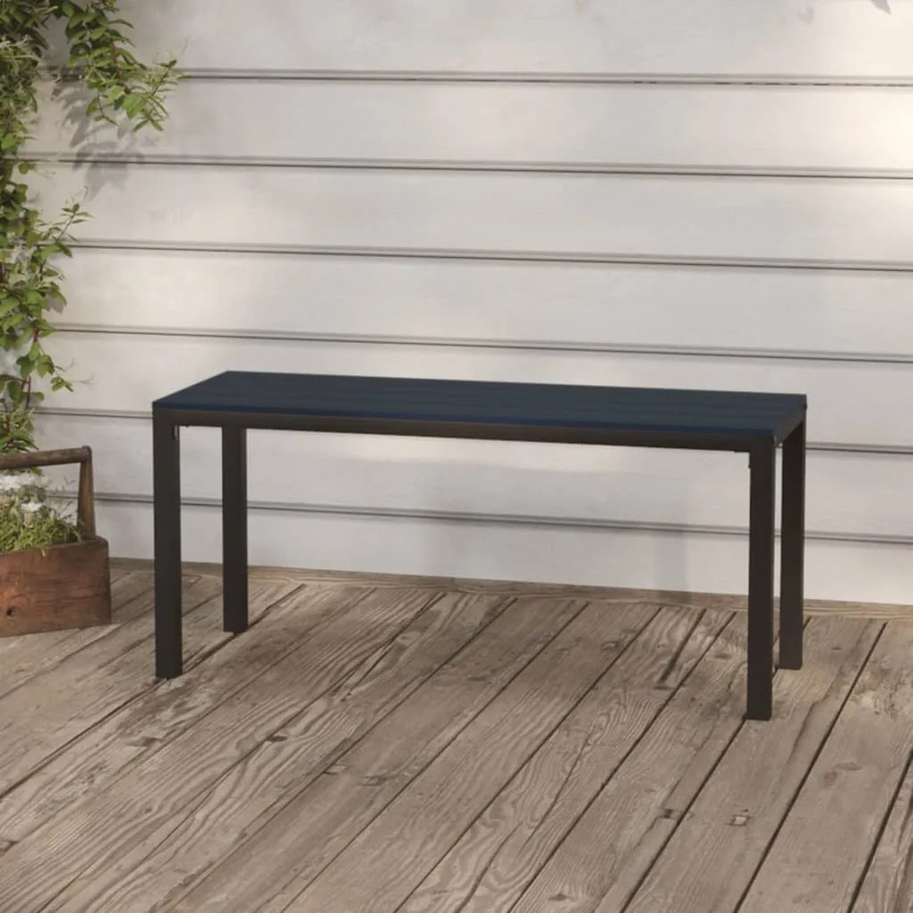 317141 vidaXL Bancă de grădină, negru, 110 cm, oțel și WPC