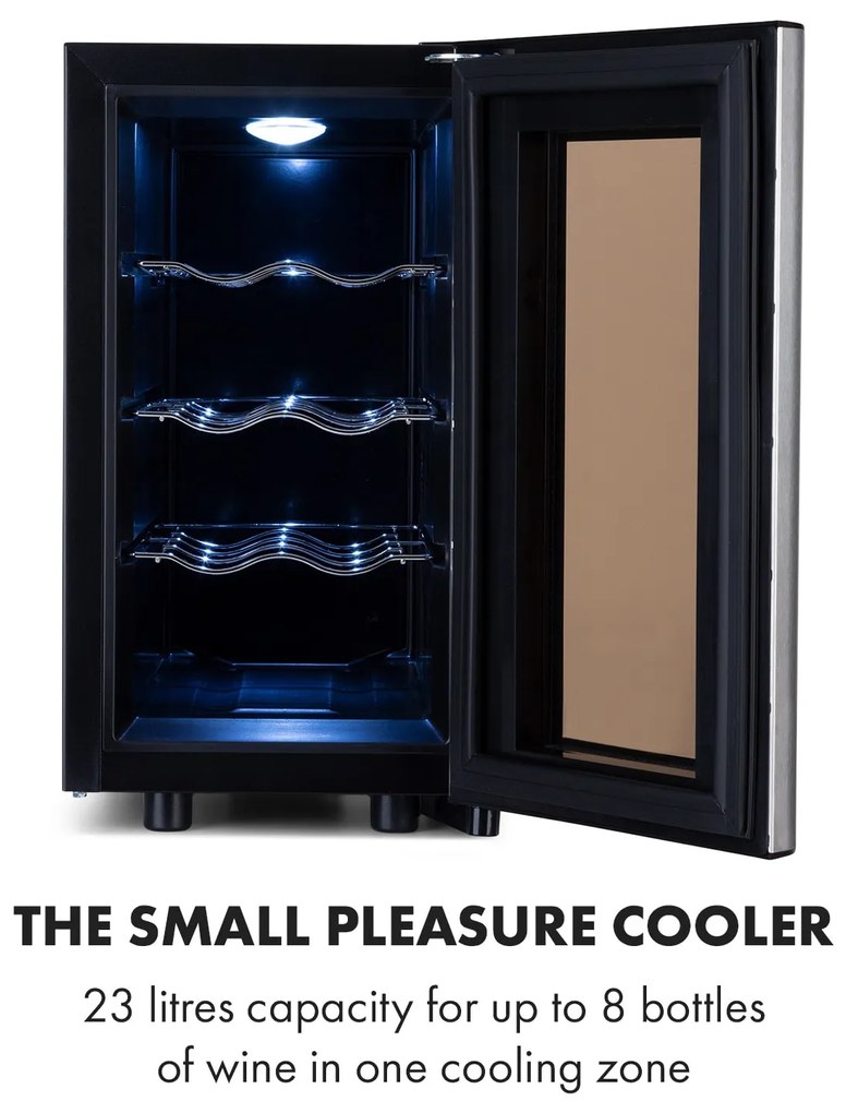 Reserva 8 Slim Uno, frigider pentru vin, 23 litri, 8 sticle, 11 - 18 ° C, 26 dB, oțel inoxidabil