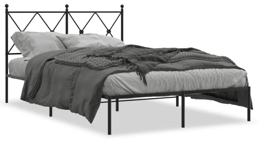376500 vidaXL Cadru de pat metalic cu tăblie, negru, 120x200 cm
