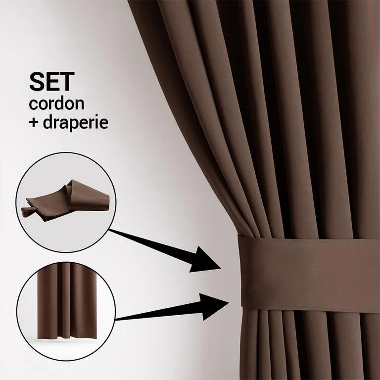 Draperie groasă blackout RESTILO maro închis 140 x 245 cm 1 buc