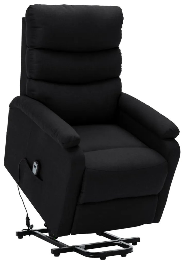 Fotoliu rabatabil ridicare pe verticală, negru, material textil