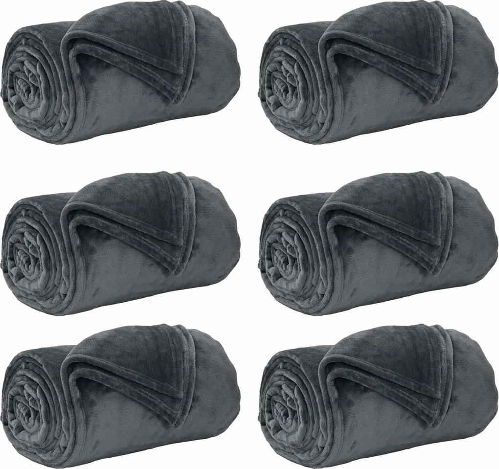 vidaXL Pături de aruncat 6 pcs Gri închis 220 x 240 cm Molton