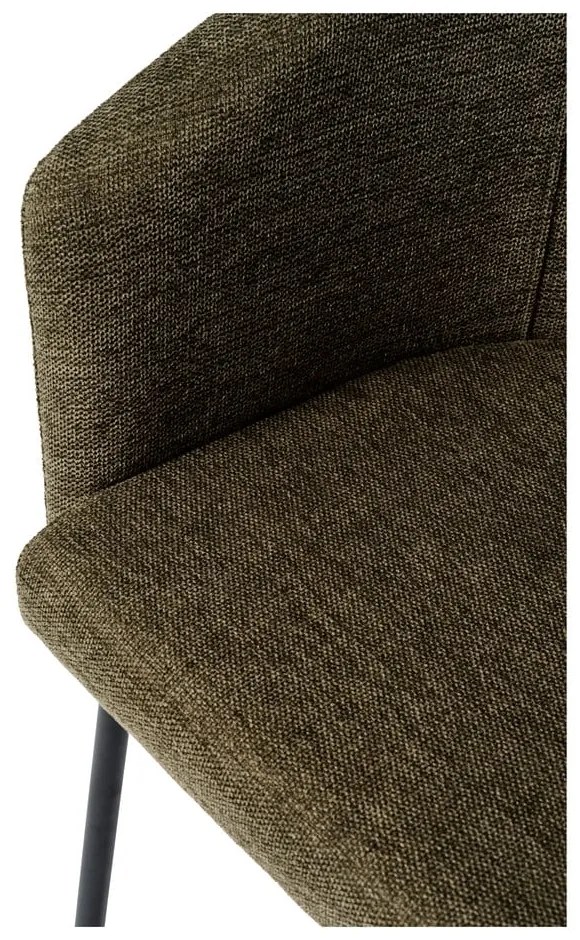 Scaun de sufragerie kaki cu cotiere tapițat Easton – Unique Furniture