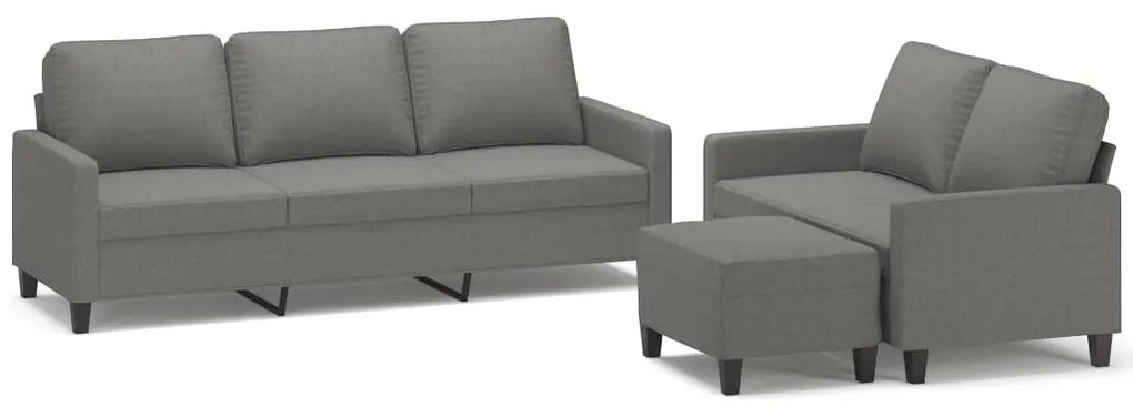 3153730 vidaXL Set de canapele cu perne, 3 piese, gri închis, textil