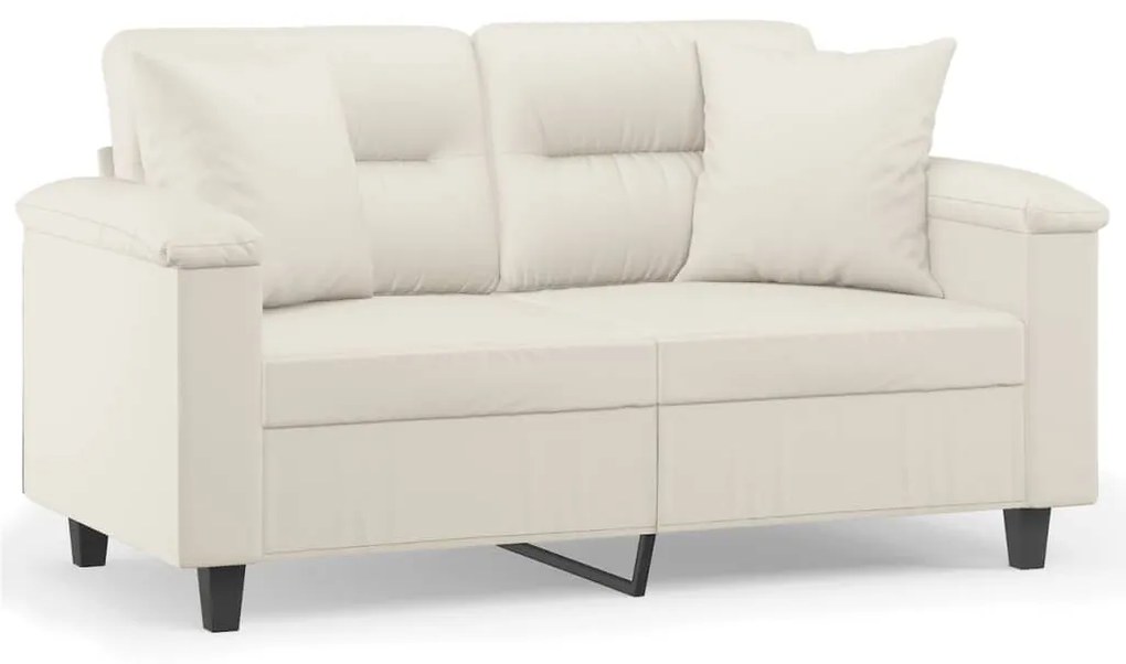 3153294 vidaXL Canapea cu 2 locuri, perne&pernuțe crem 120 cm piele ecologică