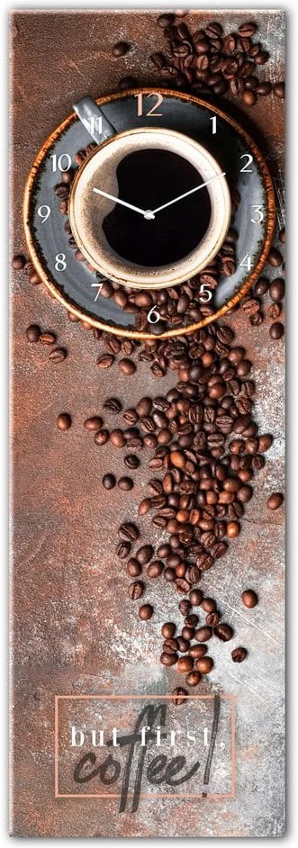 Ceas de perete din sticlă Styler First Coffee, 20 x 60 cm
