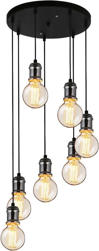 Lampa suspendata design decorativ – lampa plafon - negru-argintiu (7 x E27)