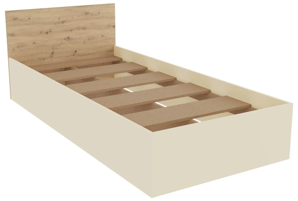 Set dormitor Malmo V19, Pat 200 x 90 cm, Stejar Artisan/Argila
