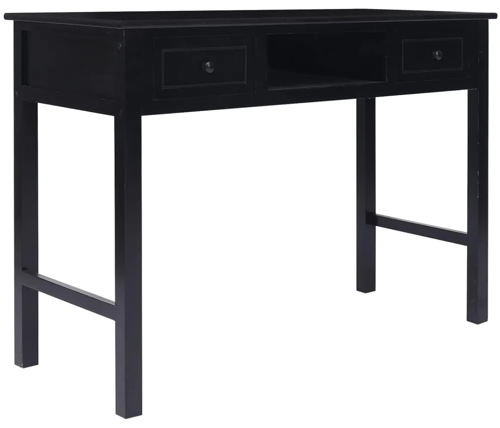 vidaXL Birou, negru, 108x45x76 cm, lemn masiv de paulownia