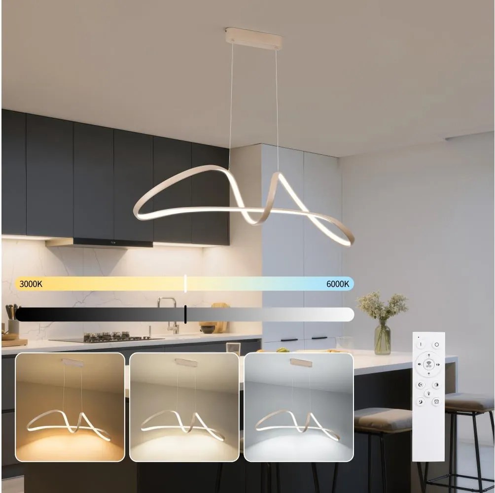 Brilagi-LED Lustră reglabilă pe cablu TWISTER LED/60W/230V 3000-6000K bej+telecomandă