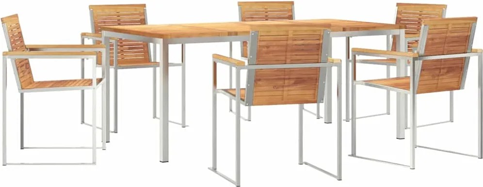 vidaXL Set de masă pentru grădină 7 pcs Maro Lemn solid de tec