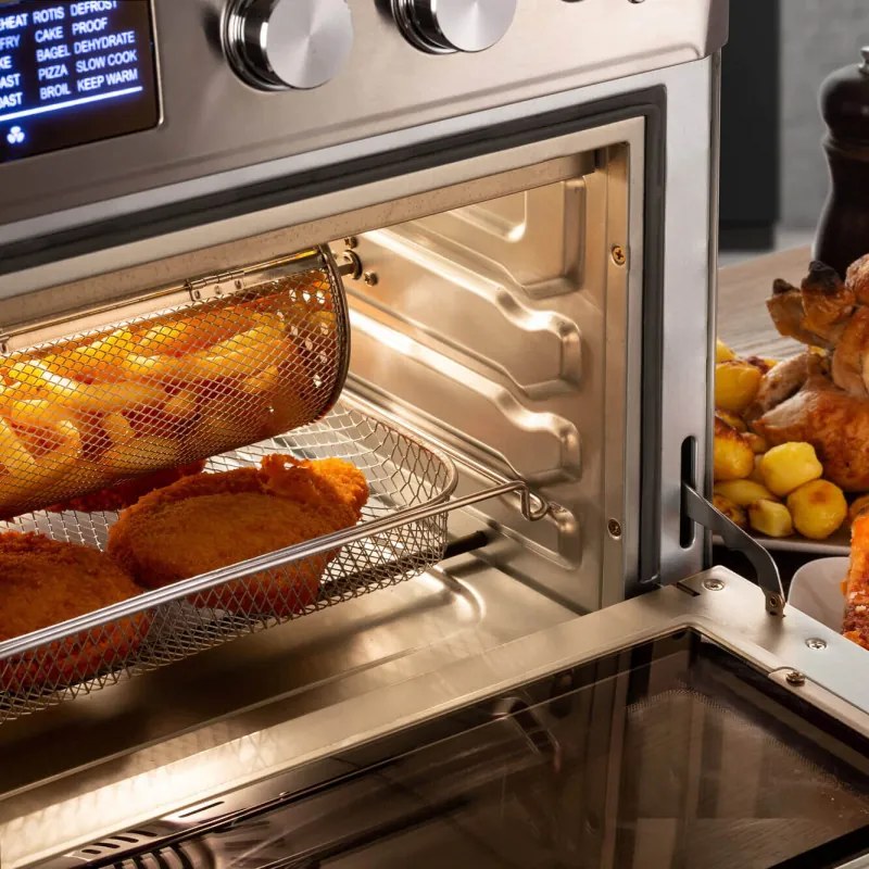Friteuza cuptor cu aer cald Ariete 4629/11, 1700W, 25 L, 15 programe, Pana la 230°C, Afisaj digital, Cos rotativ, Inox