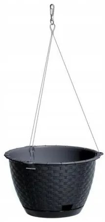 Ghiveci decorativ cu lant, rotund, antracit, 24.3x16 cm, Ratolla Round WS