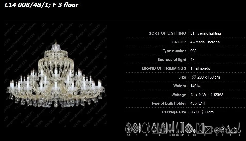 Candelabru Maria Theresa cu 48 brate cristal Bohemia L14 008/48/1, F 3 floor