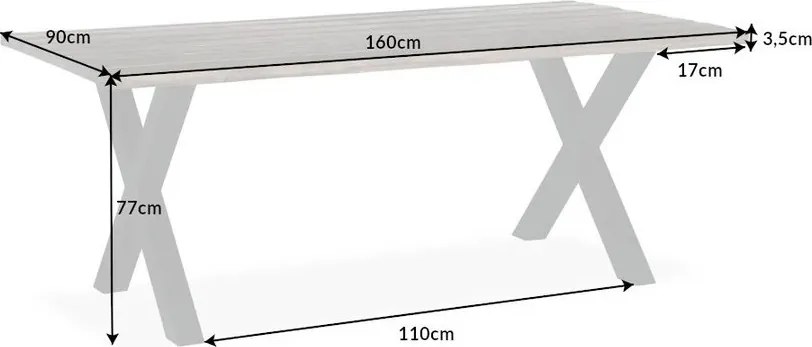 Masa design industrial Genesis Vintage 160cm, Salcam Maro A-6540501 VC