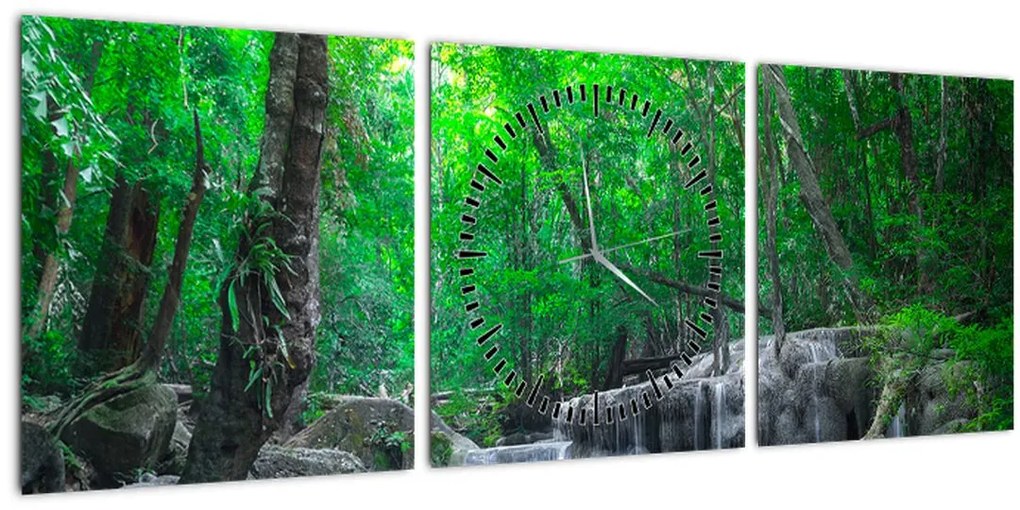 Tablou - Cascada Erawan, Kanchanaburi, Thailanda (cu ceas) (90x30 cm)