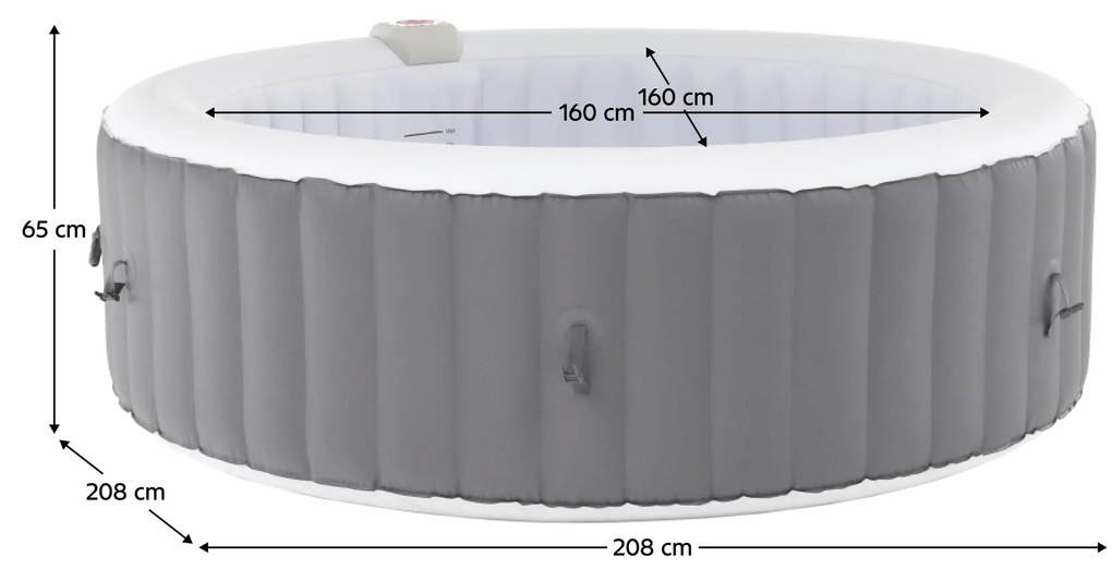 Cada cu hidromasaj gonflabil, gri/alb, 4-6 pers., 1000 l, KAMINO TYP 2