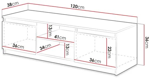 Dulap TV Zekazo (Negru grafit) (cu iluminat LED alb). 1106286
