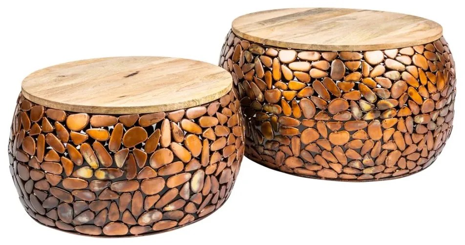 Set de 2 masute design unicat Stone Mosaic, cupru A-41432 VC