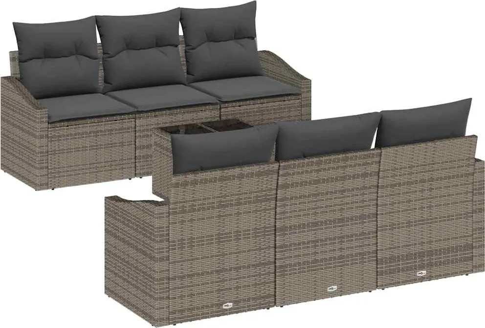 vidaXL Set de canapea cu pernă cu pernă 7 pcs Gri poliratan