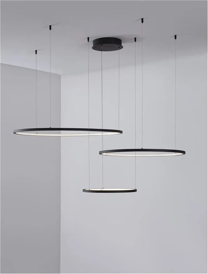 Lustra LED suspendata design circular PURPLE 3 ring neagra