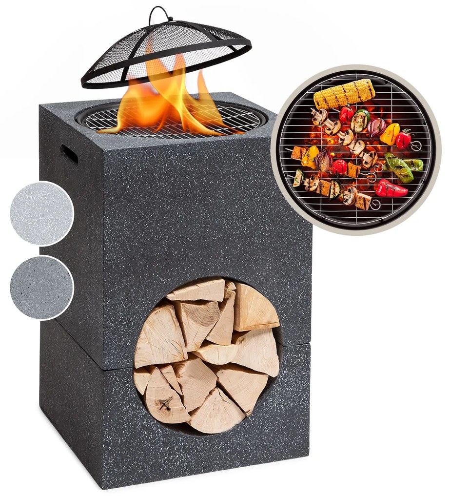 Blumfeldt Monolith, vatră cu grătar, MGO și carcasă din oțel, inclusiv protecție împotriva scânteilor